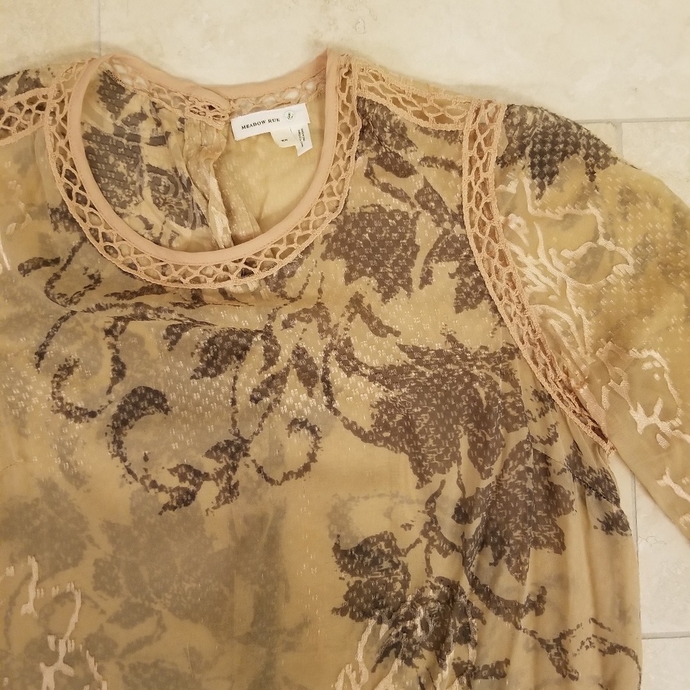 Meadow Rue Anthropologie Chiffon Blouse, Size XS